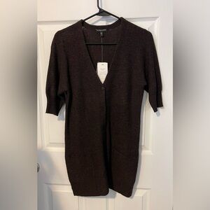 💃 EILEEN FISHER Long Lean Cardigan Sweater Women’s Size SP Chocolate NWT